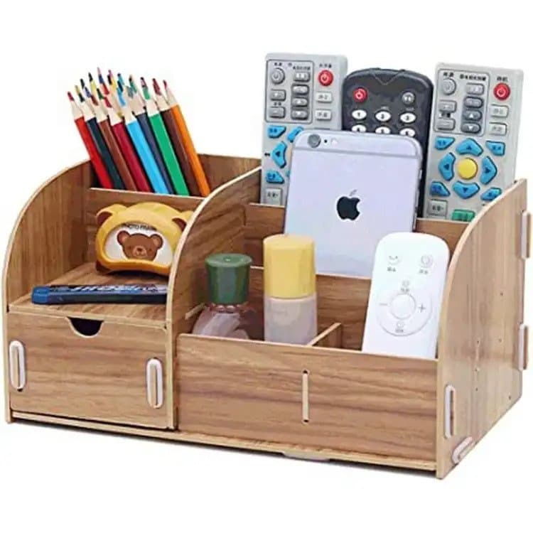 Multi-Function Wood Pen Holder/Space Saver /Compartment Desk Organizer